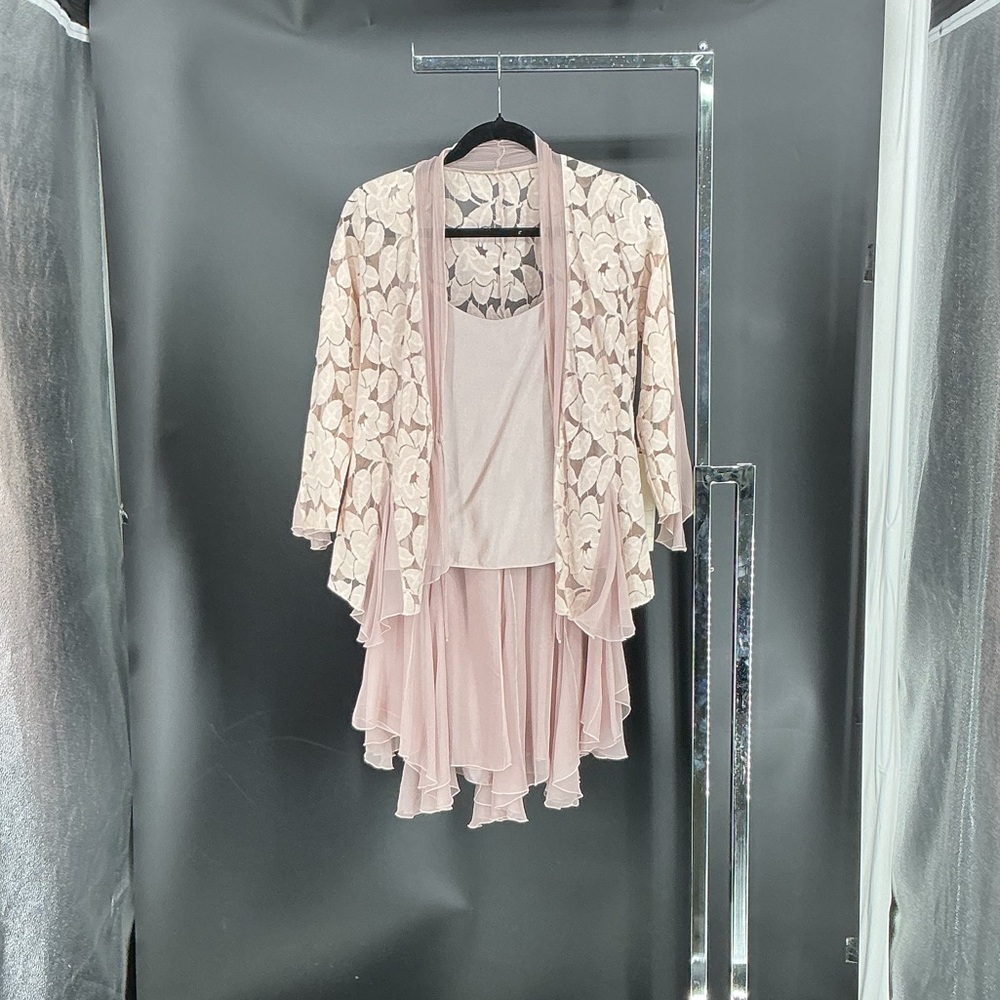 Elegant Pink Lace Overlay Wedding Dress